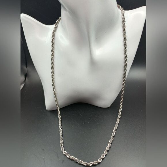 Twisted knot rope necklace silver plating over brass N239 - Picture 1 of 4